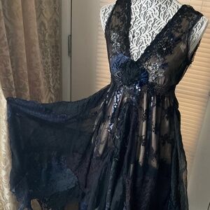 Beautiful Night Dress - Black Lace Altered Couture Handmade